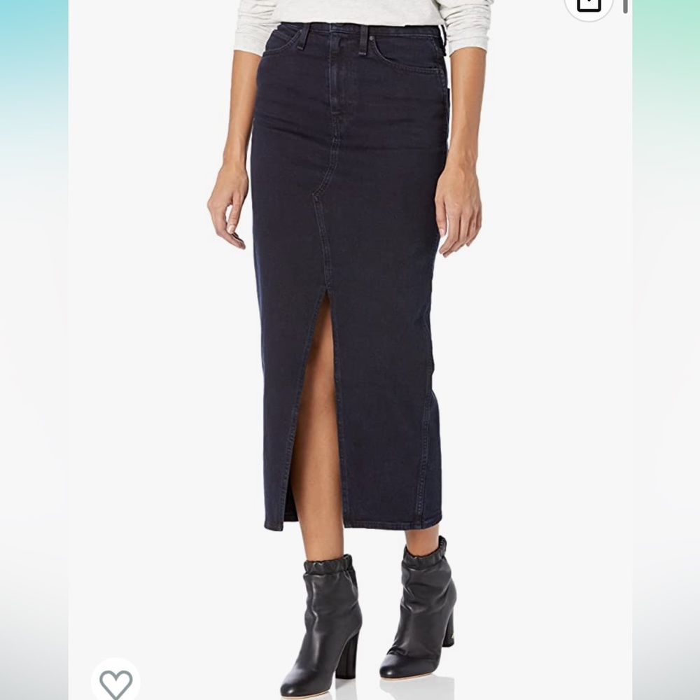 Hudson Reconstructed denim midi maxi skirt size 27 medium River dark blue NWT